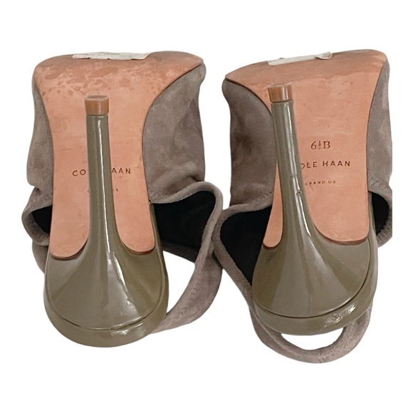 COLE HAAN Gray Suede Open-Toe Slingback Heel Size 6.5 - Picture 6 of 8